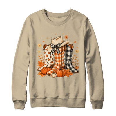 Western Cowgirl Cowboy Boots Checkered Fall Pumpkin Leopard Shirt & Sweatshirt | siriusteestore