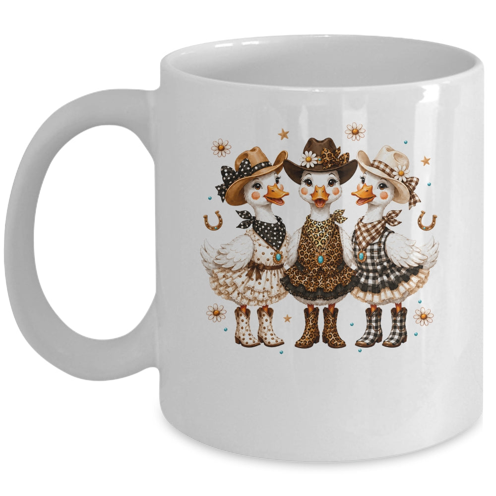 Western Cowgirl Goose Leopard Print Checkered Farm Women Mug | siriusteestore