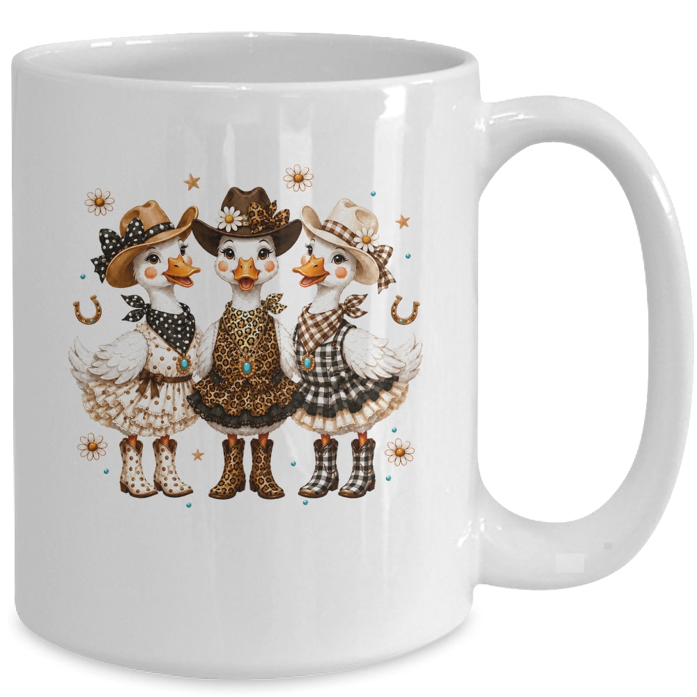 Western Cowgirl Goose Leopard Print Checkered Farm Women Mug | siriusteestore