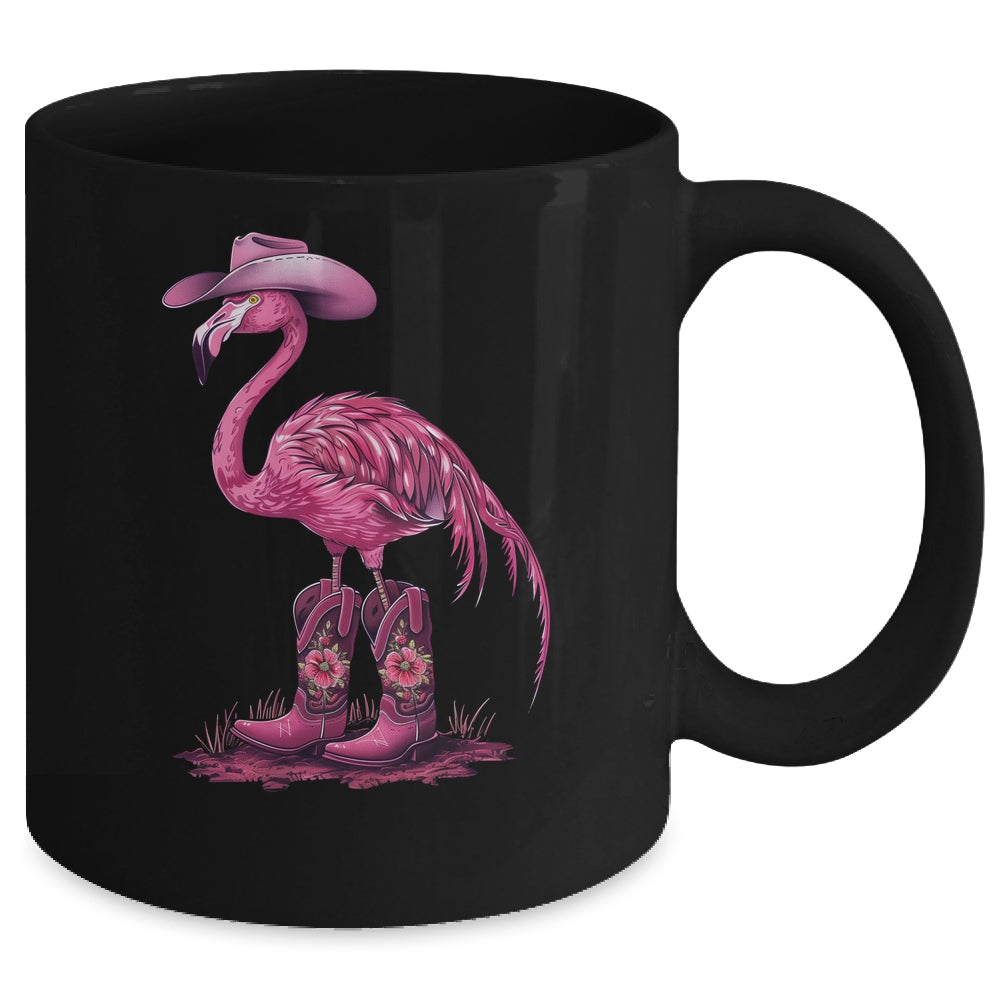 Western Flamingo Cowboy Cowgirl Boots Tropical Birds Mug | siriusteestore
