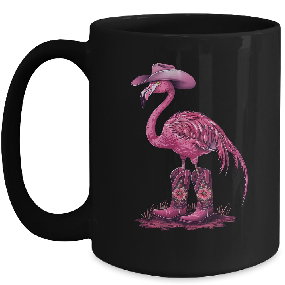 Western Flamingo Cowboy Cowgirl Boots Tropical Birds Mug | siriusteestore