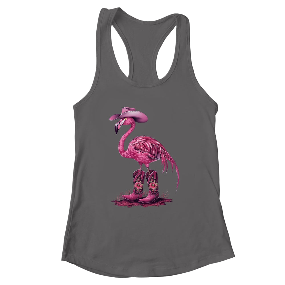 Western Flamingo Cowboy Cowgirl Boots Tropical Birds Shirt & Tank Top | siriusteestore