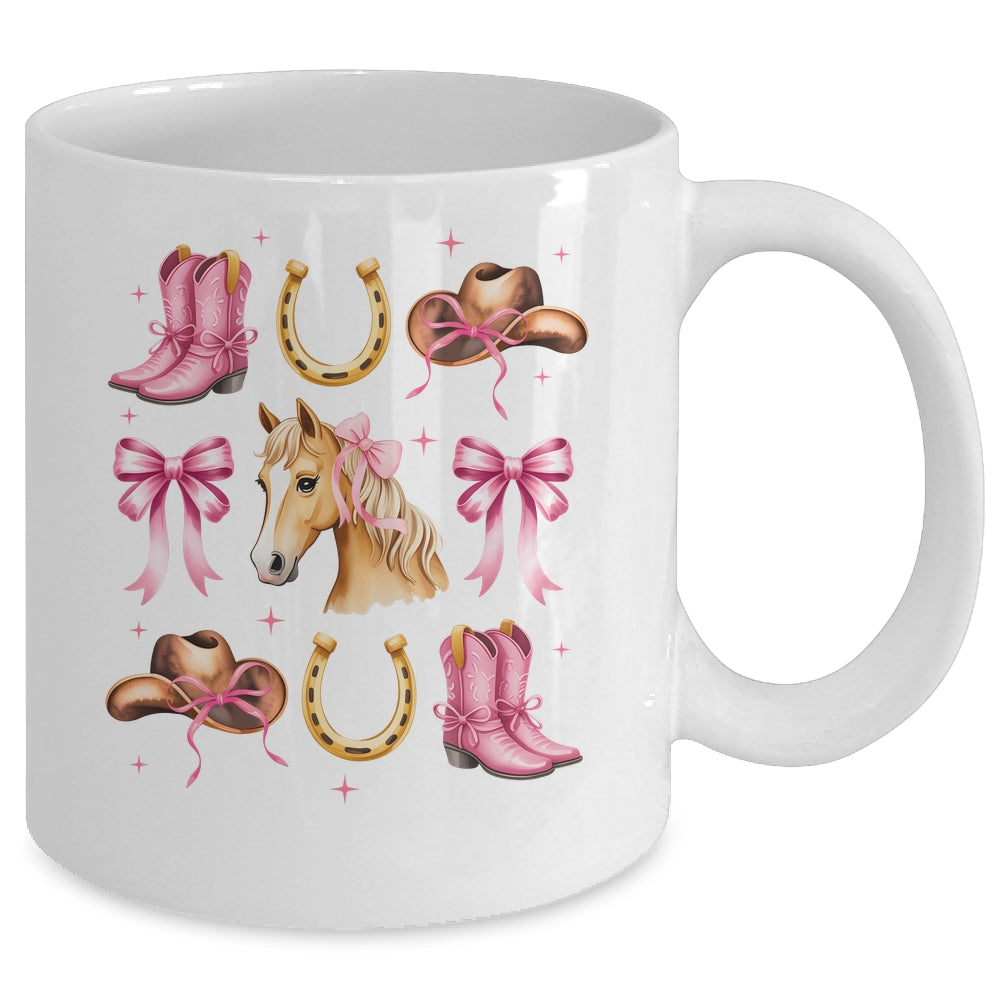 Western Girl Women Pink Cowgirl Horse Coquette Bow Mug | siriusteestore