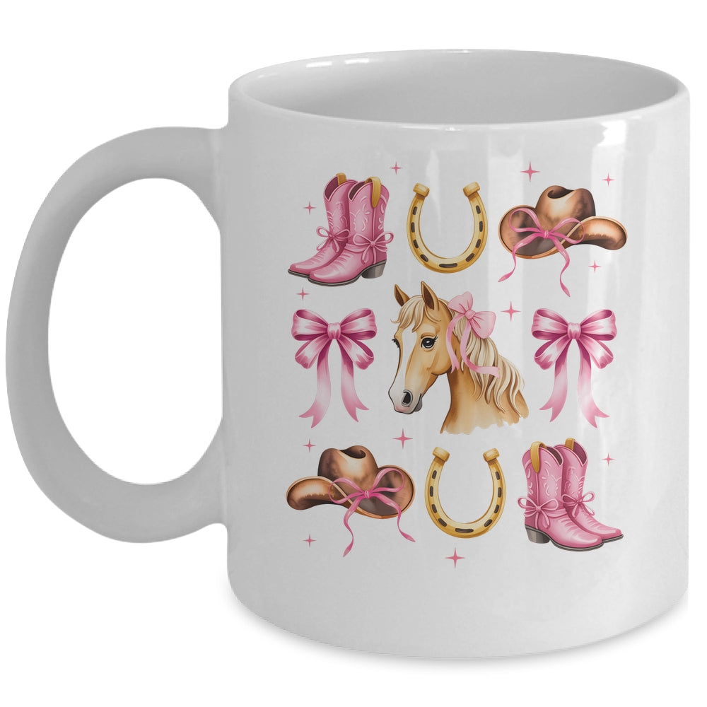 Western Girl Women Pink Cowgirl Horse Coquette Bow Mug | siriusteestore