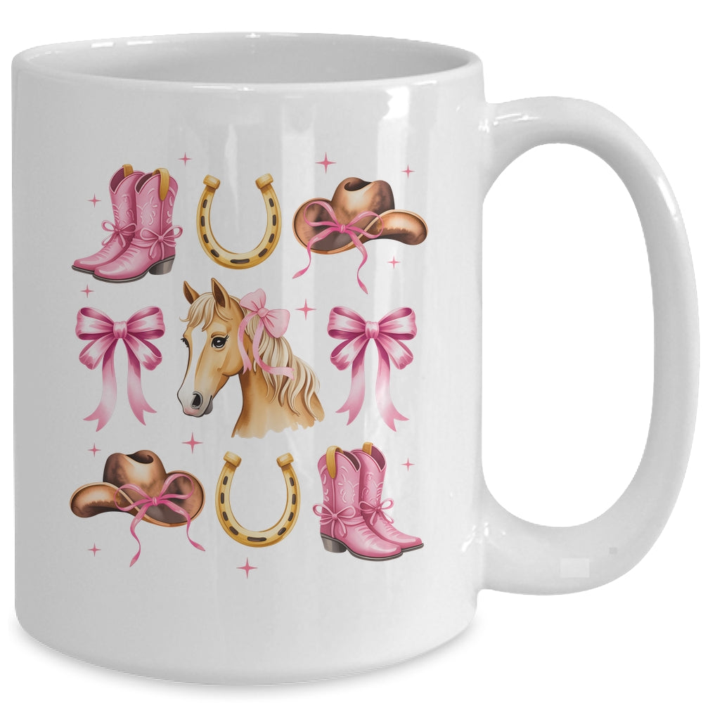 Western Girl Women Pink Cowgirl Horse Coquette Bow Mug | siriusteestore