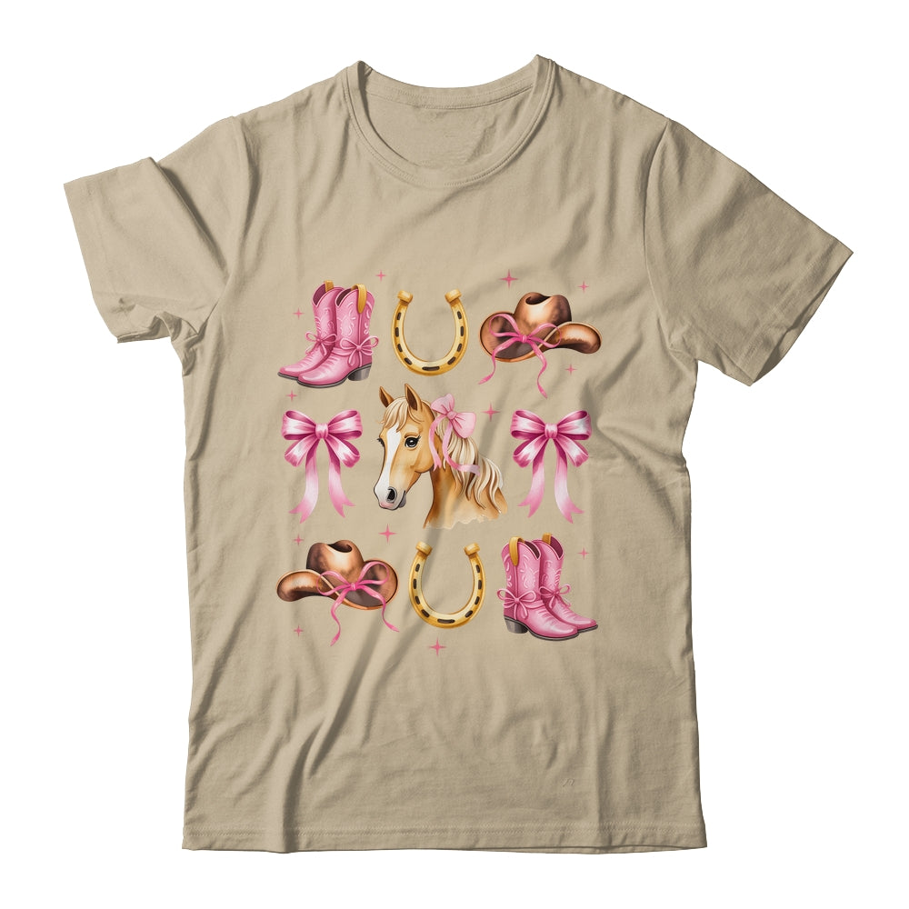 Western Girl Women Pink Cowgirl Horse Coquette Bow Shirt & Tank Top | siriusteestore