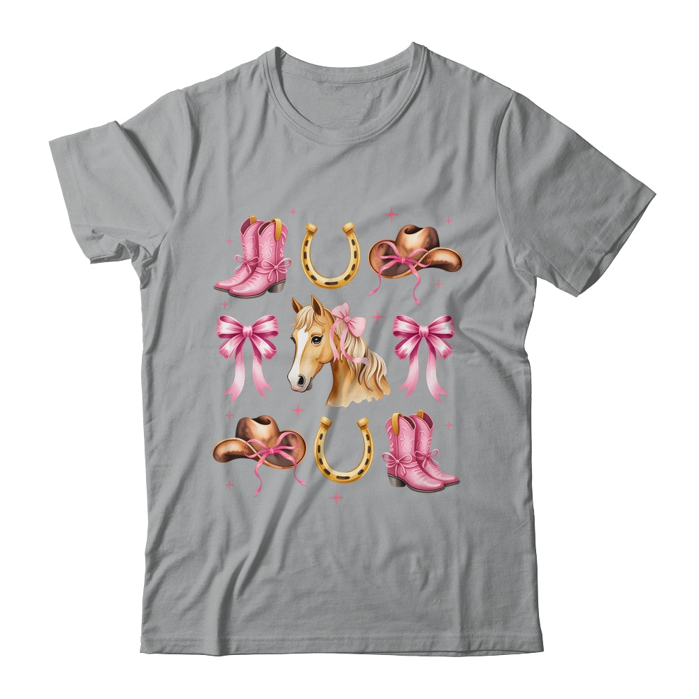 Western Girl Women Pink Cowgirl Horse Coquette Bow Shirt & Tank Top | siriusteestore