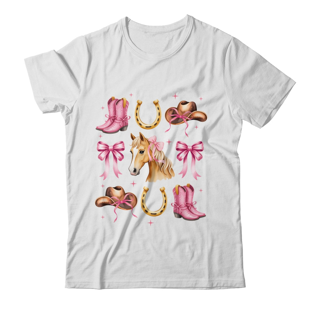 Western Girl Women Pink Cowgirl Horse Coquette Bow Shirt & Tank Top | siriusteestore