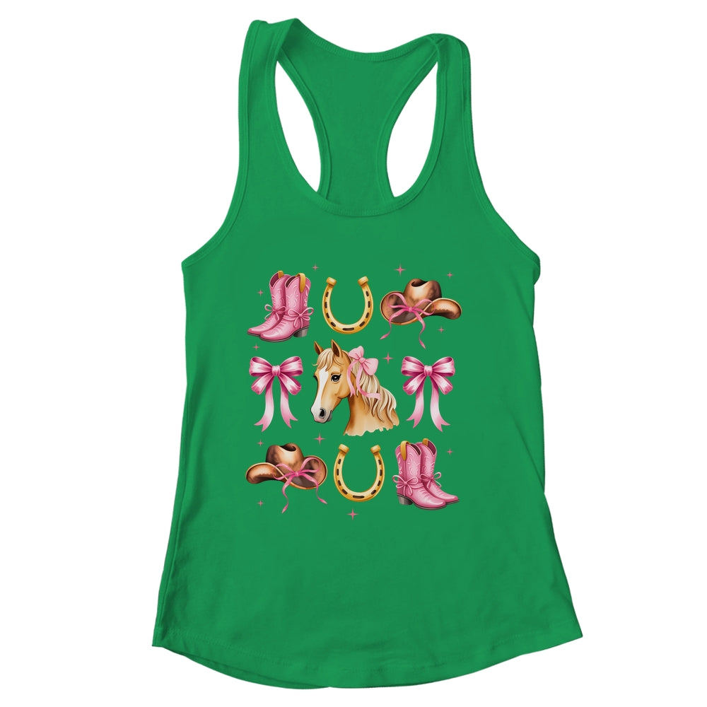 Western Girl Women Pink Cowgirl Horse Coquette Bow Shirt & Tank Top | siriusteestore