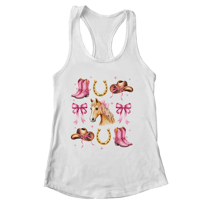 Western Girl Women Pink Cowgirl Horse Coquette Bow Shirt & Tank Top | siriusteestore