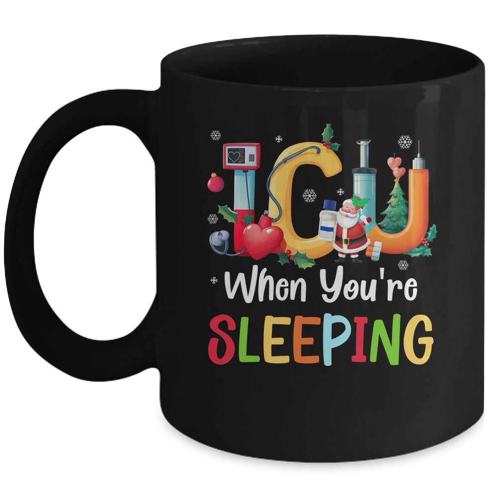 When You're Sleeping Funny ICU Nurse Christmas Santa Xmas Mug | siriusteestore