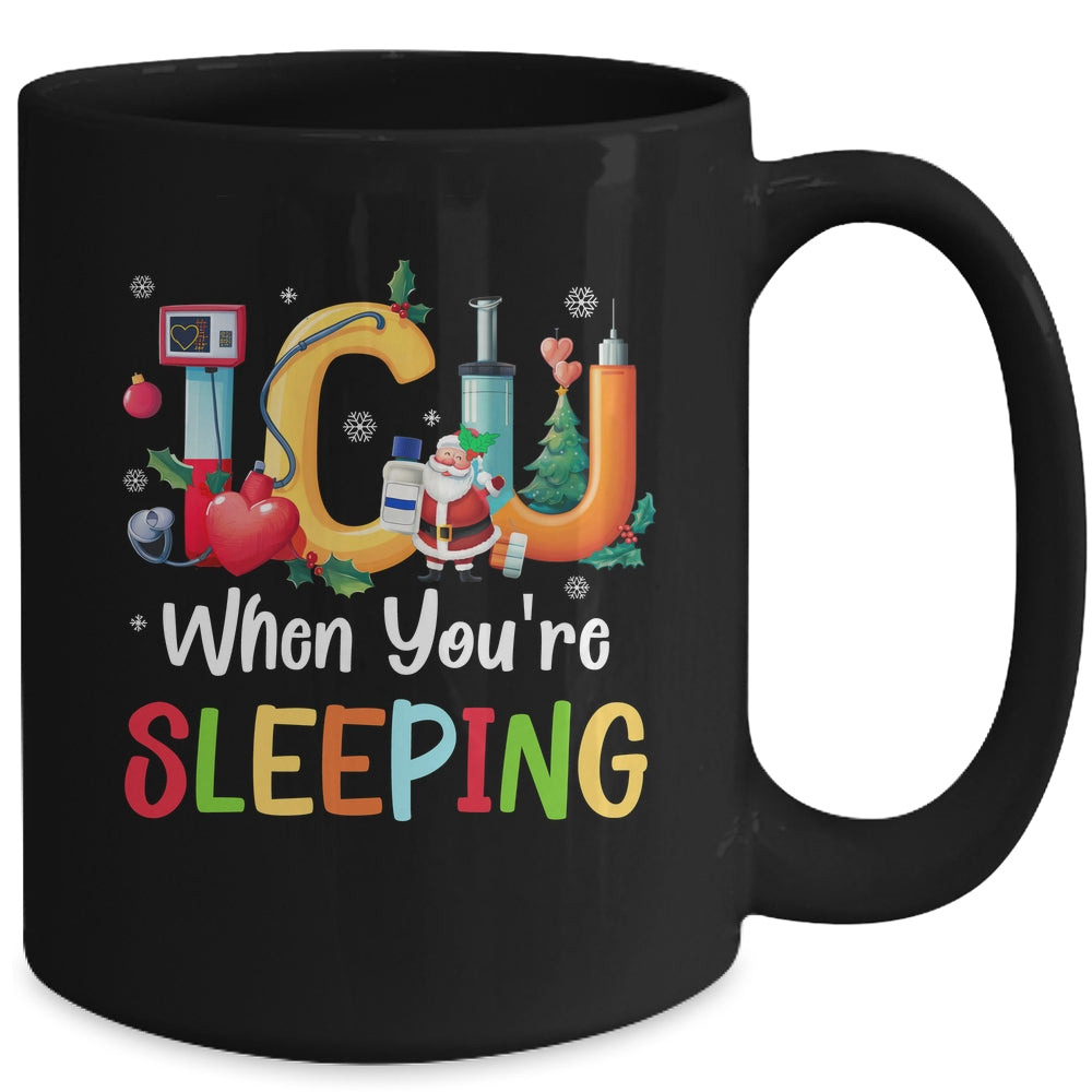 When You're Sleeping Funny ICU Nurse Christmas Santa Xmas Mug | siriusteestore