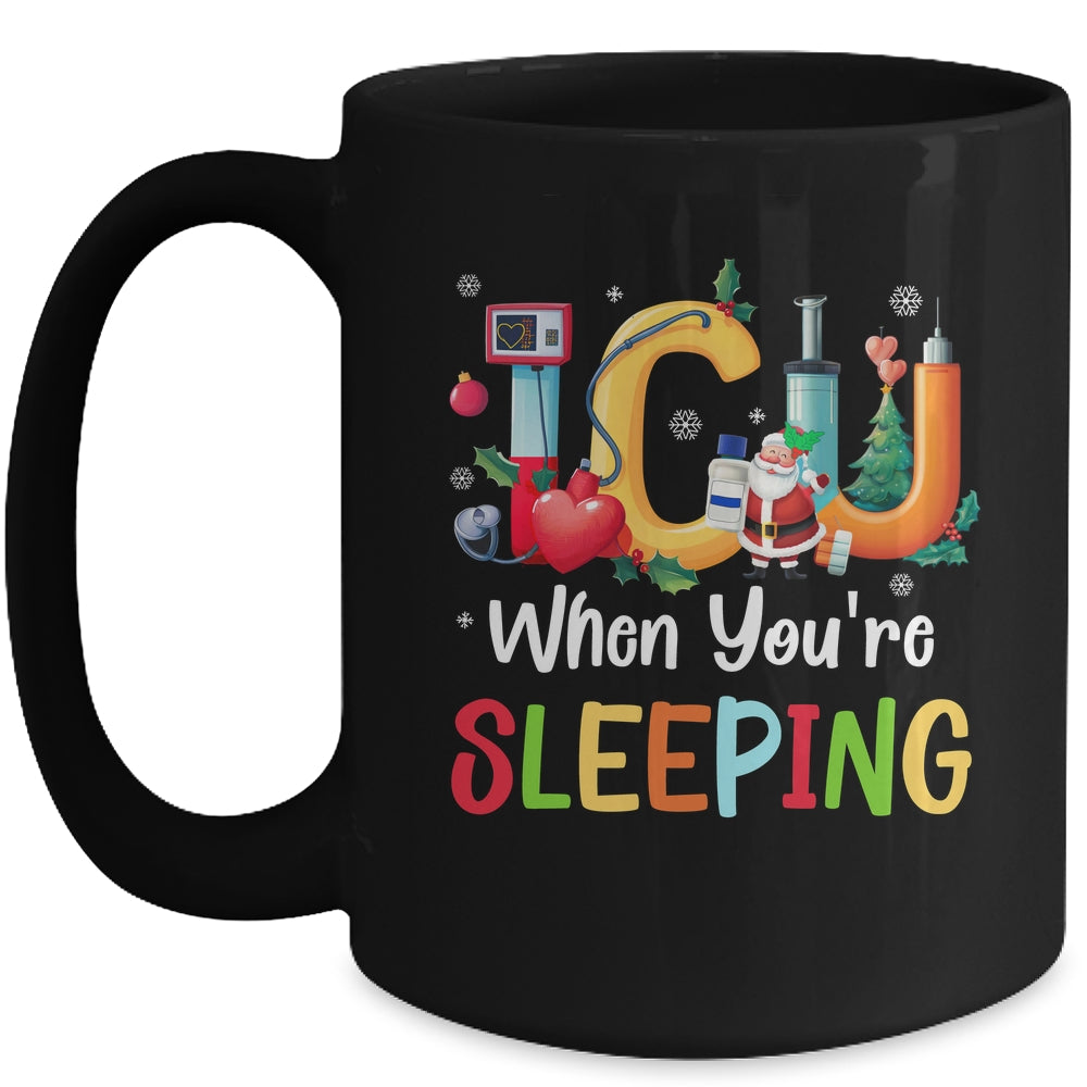 When You're Sleeping Funny ICU Nurse Christmas Santa Xmas Mug | siriusteestore