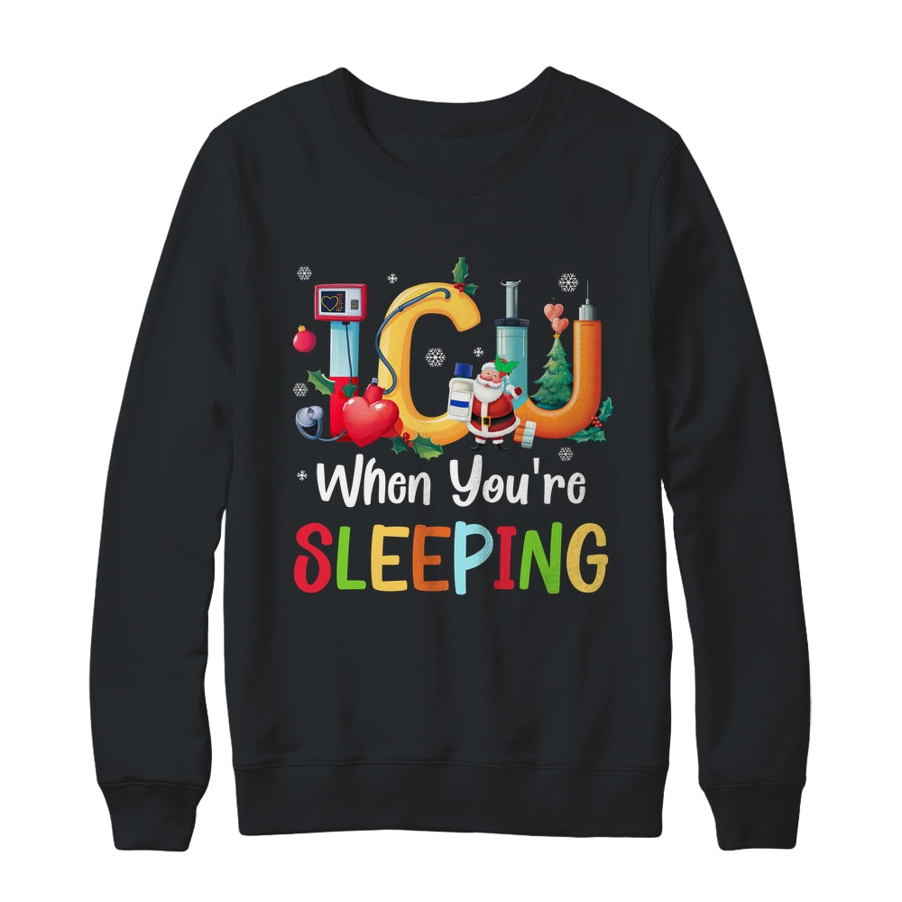 When You're Sleeping Funny ICU Nurse Christmas Santa Xmas Shirt & Sweatshirt | siriusteestore