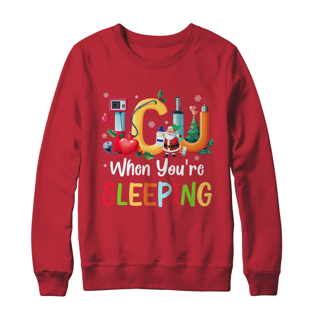When You're Sleeping Funny ICU Nurse Christmas Santa Xmas Shirt & Sweatshirt | siriusteestore