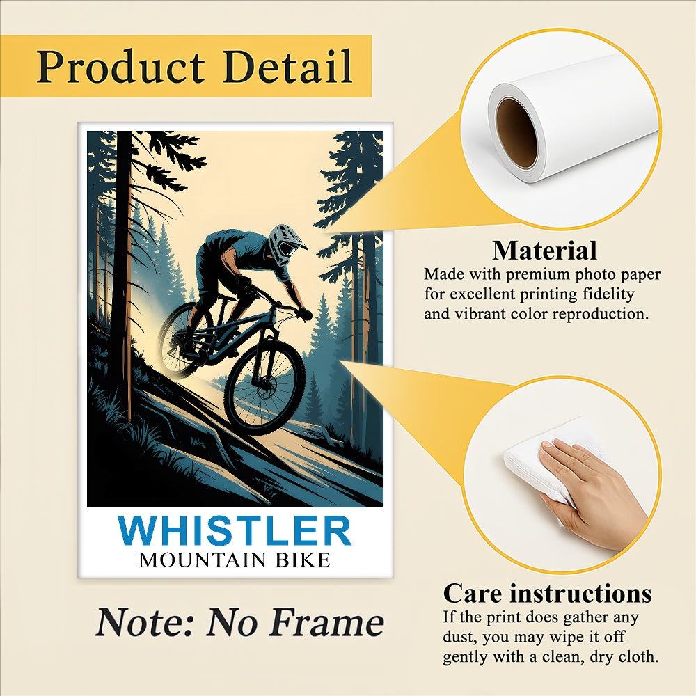 Whistler Mountain Bike Adventure Poster Cycling Enthusiasts And Nature Lovers Wall Art Landscape Picture For Home And Office Decor Living Room Bedroom Decor Unframed | siriusteestore