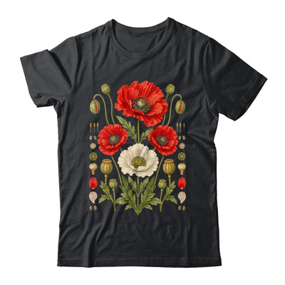 White Red Poppy Flowers Vintage Botanical Garden Plant Shirt & Tank Top | siriusteestore