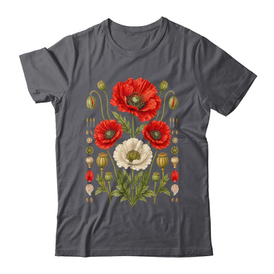 White Red Poppy Flowers Vintage Botanical Garden Plant Shirt & Tank Top | siriusteestore