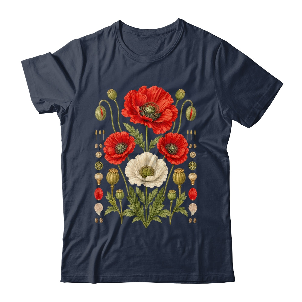 White Red Poppy Flowers Vintage Botanical Garden Plant Shirt & Tank Top | siriusteestore