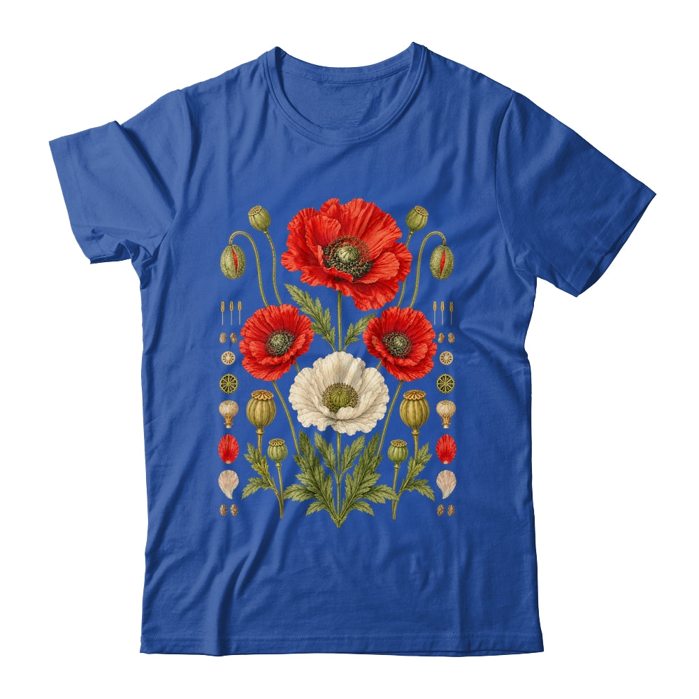 White Red Poppy Flowers Vintage Botanical Garden Plant Shirt & Tank Top | siriusteestore