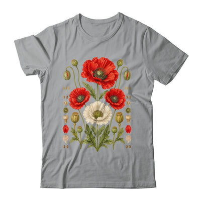 White Red Poppy Flowers Vintage Botanical Garden Plant Shirt & Tank Top | siriusteestore