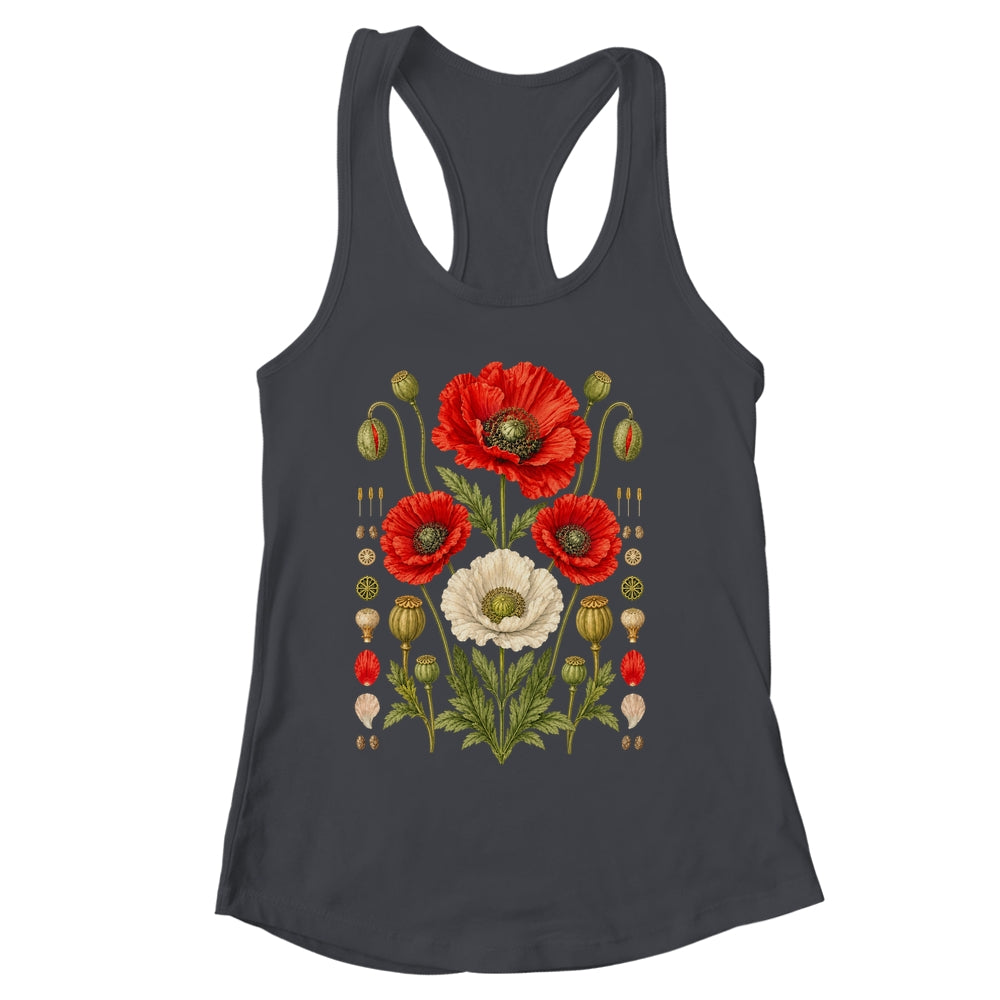 White Red Poppy Flowers Vintage Botanical Garden Plant Shirt & Tank Top | siriusteestore