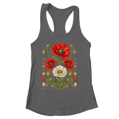 White Red Poppy Flowers Vintage Botanical Garden Plant Shirt & Tank Top | siriusteestore