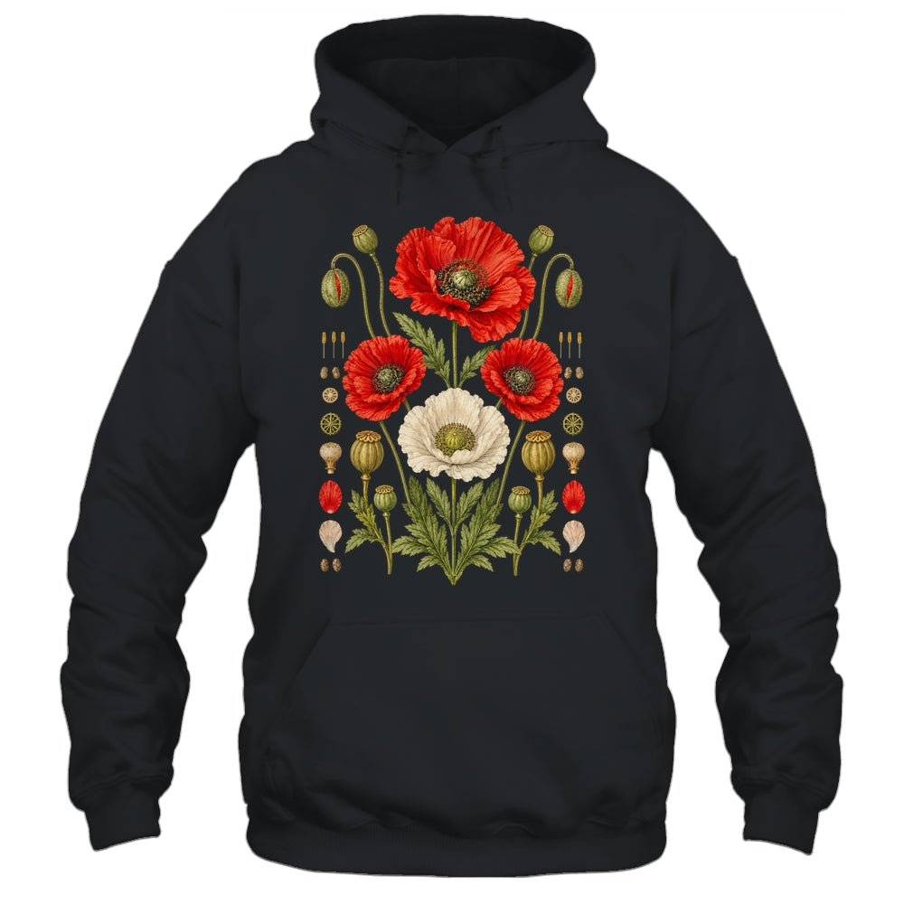 White Red Poppy Flowers Vintage Botanical Garden Plant Shirt & Tank Top | siriusteestore