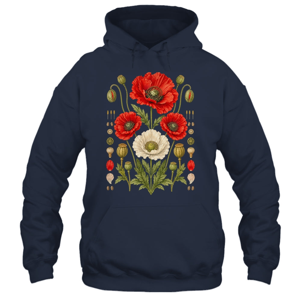 White Red Poppy Flowers Vintage Botanical Garden Plant Shirt & Tank Top | siriusteestore