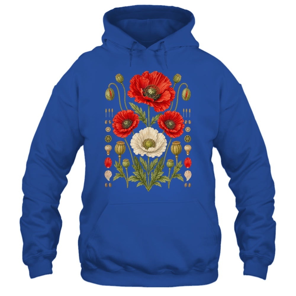 White Red Poppy Flowers Vintage Botanical Garden Plant Shirt & Tank Top | siriusteestore