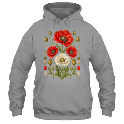 White Red Poppy Flowers Vintage Botanical Garden Plant Shirt & Tank Top | siriusteestore