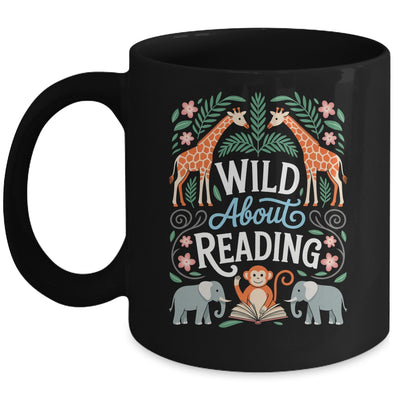 Wild About Reading Books Reader Lover Zoo Animals Librarian Mug | siriusteestore