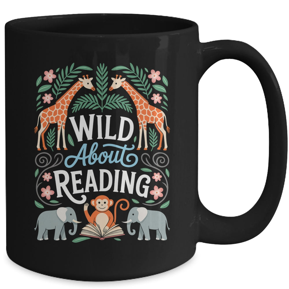 Wild About Reading Books Reader Lover Zoo Animals Librarian Mug | siriusteestore
