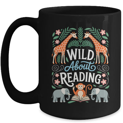 Wild About Reading Books Reader Lover Zoo Animals Librarian Mug | siriusteestore