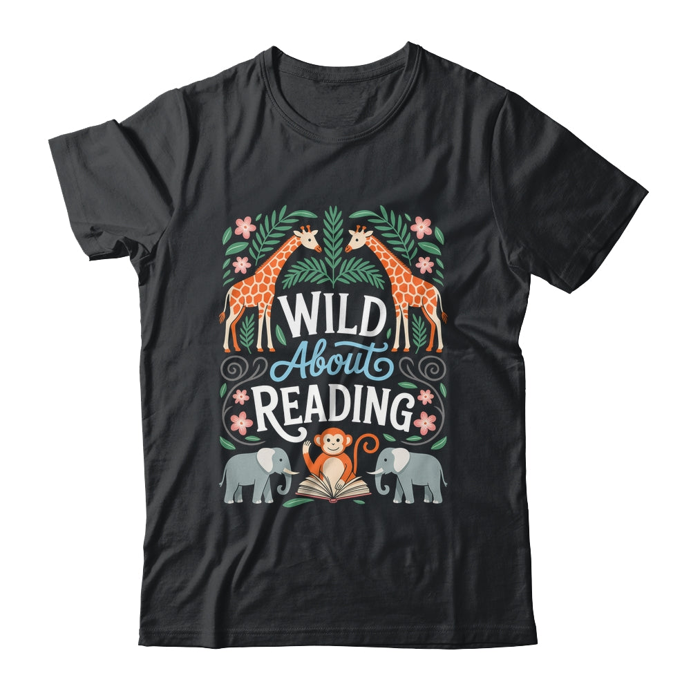 Wild About Reading Books Reader Lover Zoo Animals Librarian Shirt & Hoodie | siriusteestore