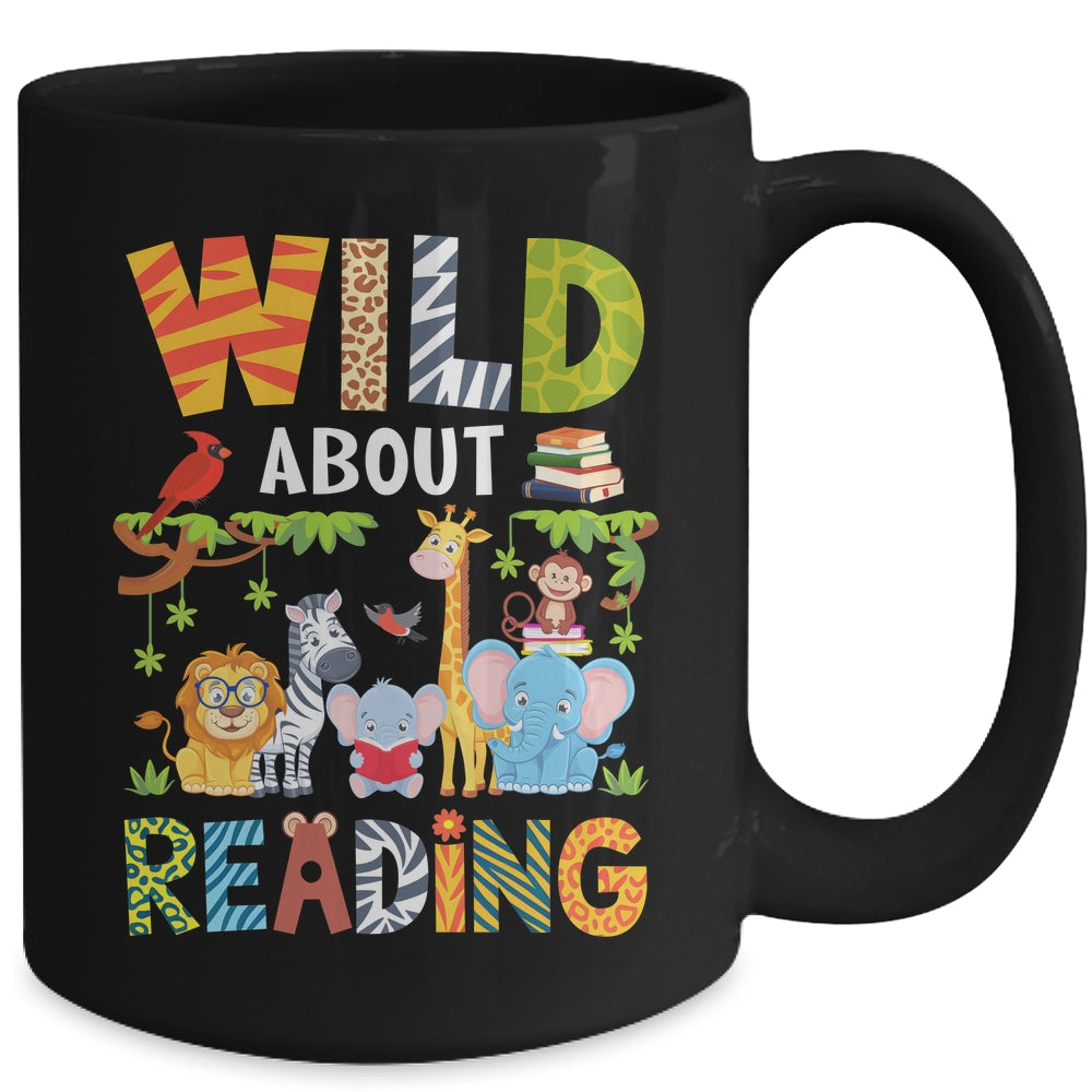 Wild About Reading Kid Love Wild Animal Books Back To School Mug | siriusteestore
