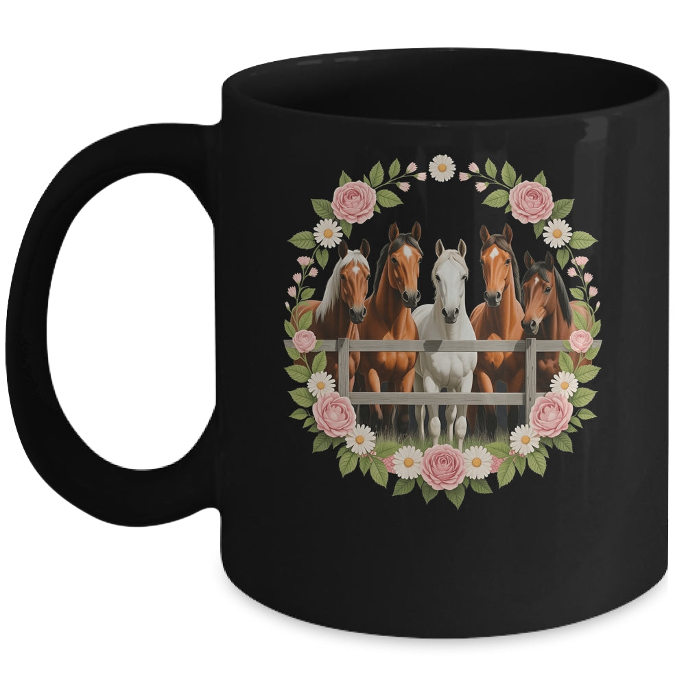 Wild Floral Horses For Men Women Kids Horse Lover Mug | siriusteestore