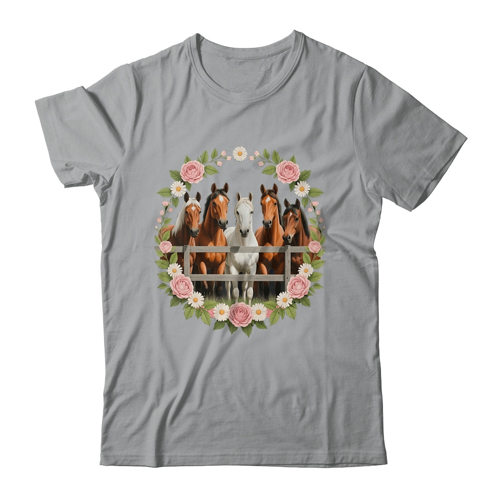 Wild Floral Horses For Men Women Kids Horse Lover Shirt & Tank Top | siriusteestore