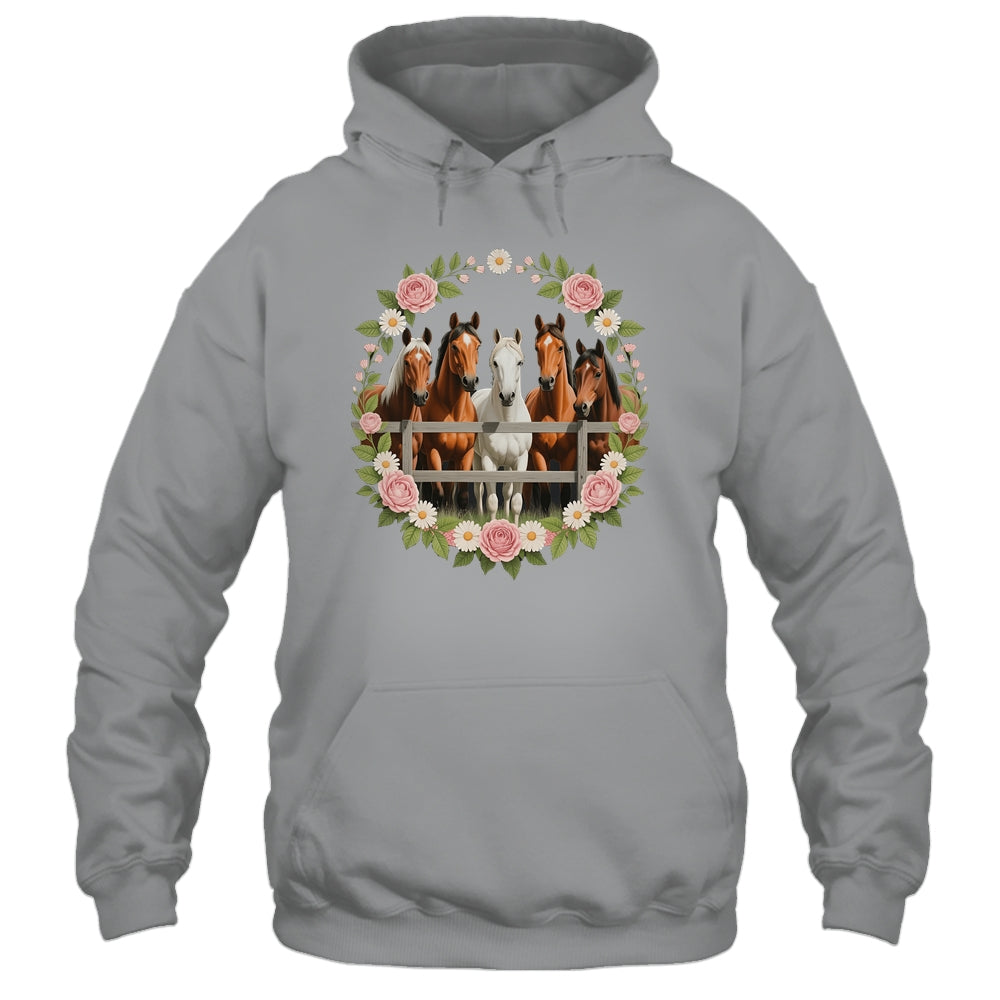 Wild Floral Horses For Men Women Kids Horse Lover Shirt & Tank Top | siriusteestore