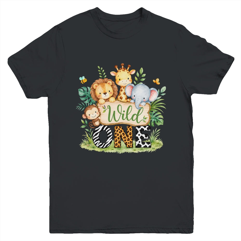 Wild One 1st First Birthday Boy Jungle Safari Youth Shirt | siriusteestore