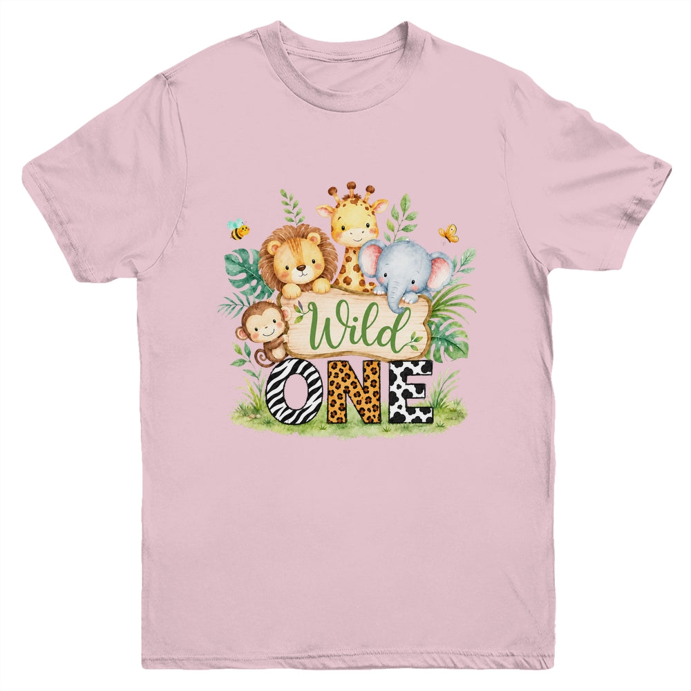 Wild One 1st First Birthday Boy Jungle Safari Youth Shirt | siriusteestore