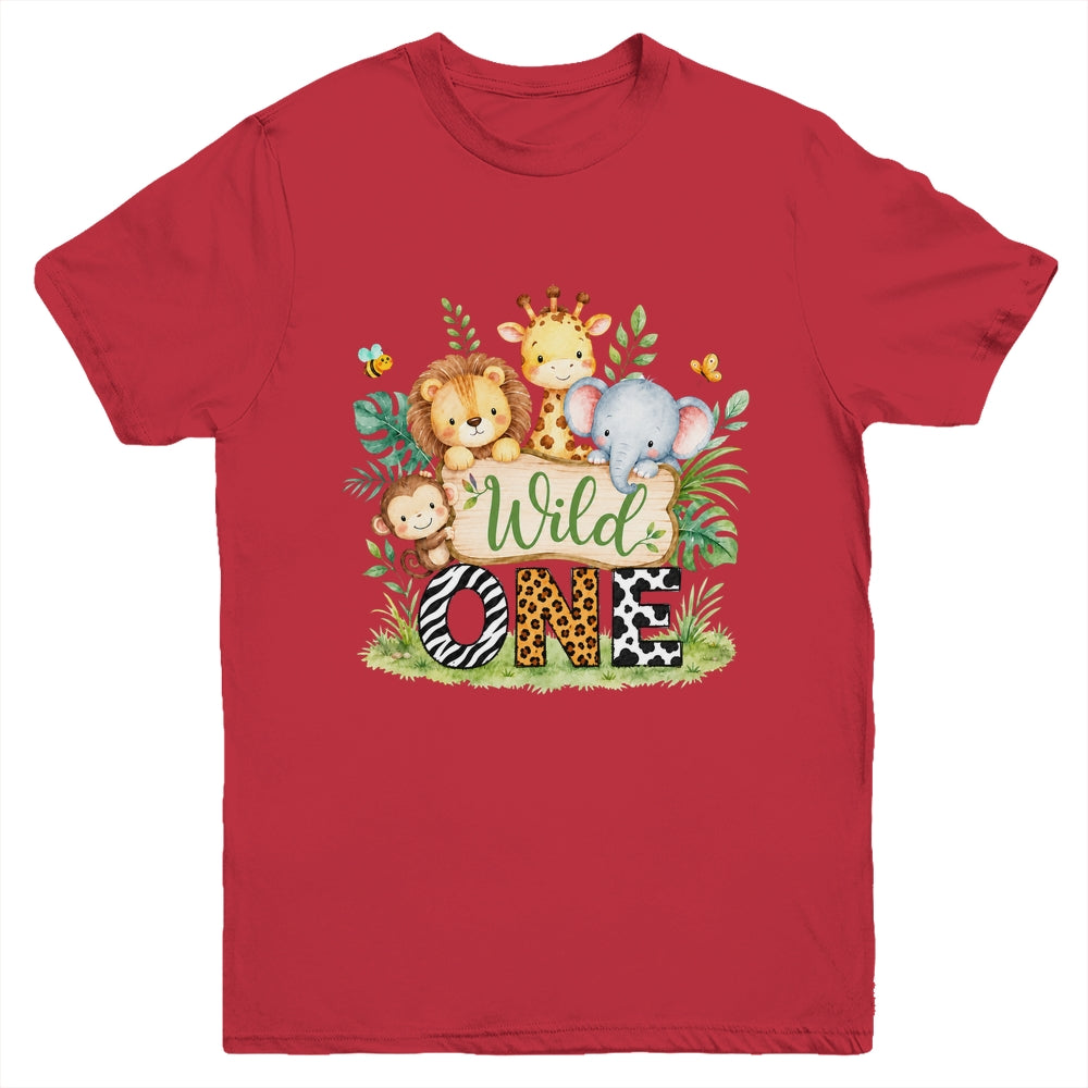 Wild One 1st First Birthday Boy Jungle Safari Youth Shirt | siriusteestore