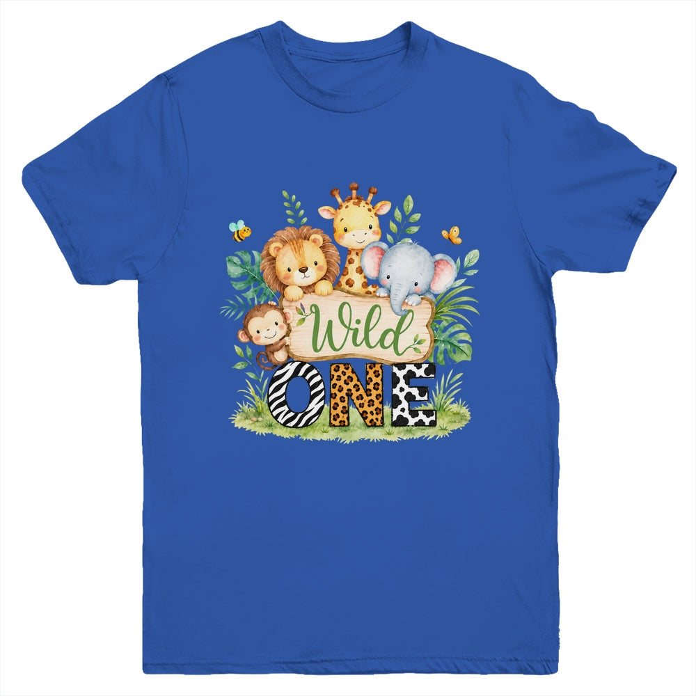 Wild One 1st First Birthday Boy Jungle Safari Youth Shirt | siriusteestore