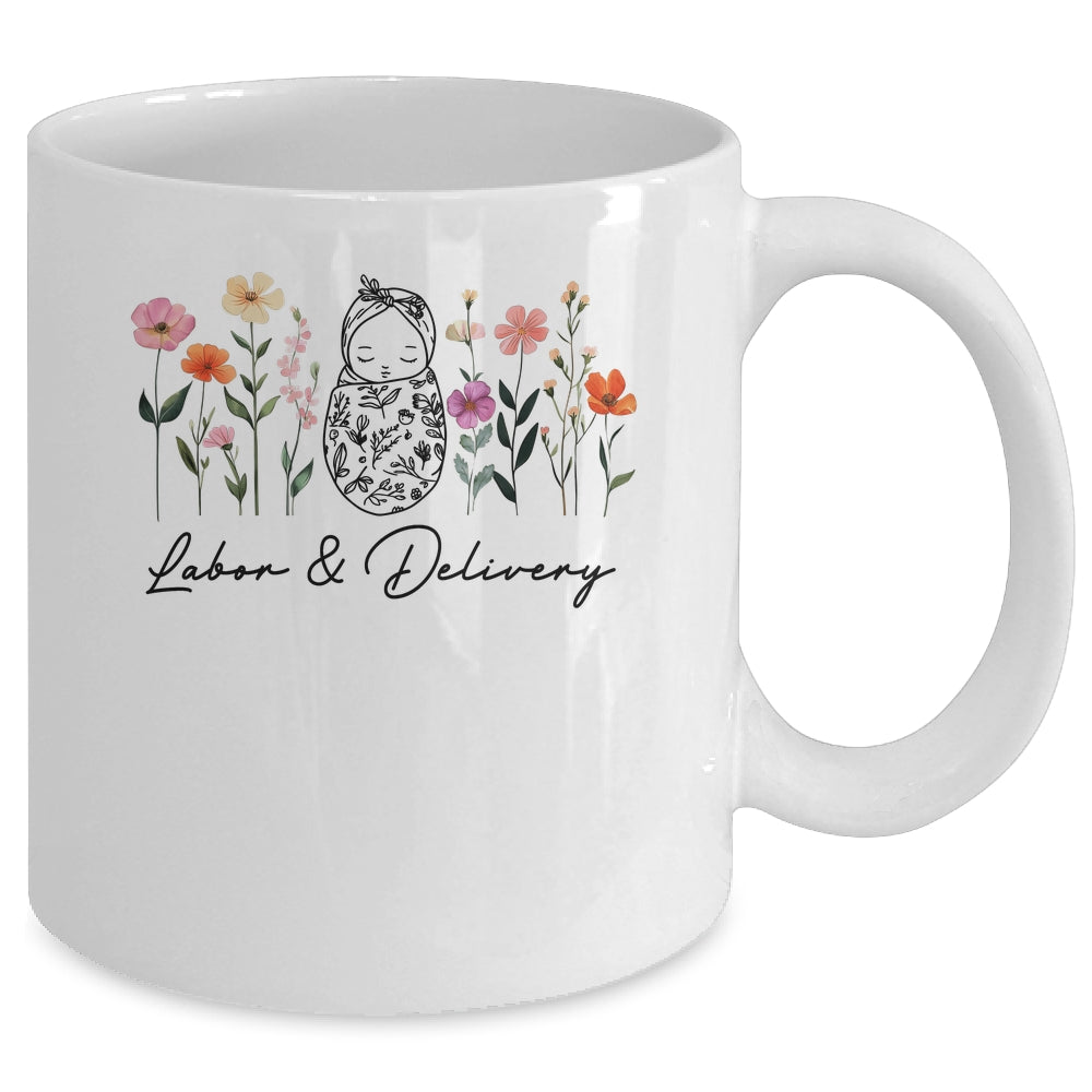 Wildflower Labor And Delivery Nurse Graduation L&D Nurse Mug | siriusteestore