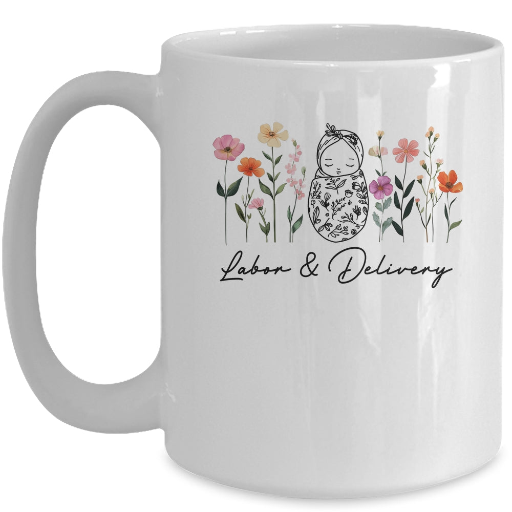 Wildflower Labor And Delivery Nurse Graduation L&D Nurse Mug | siriusteestore
