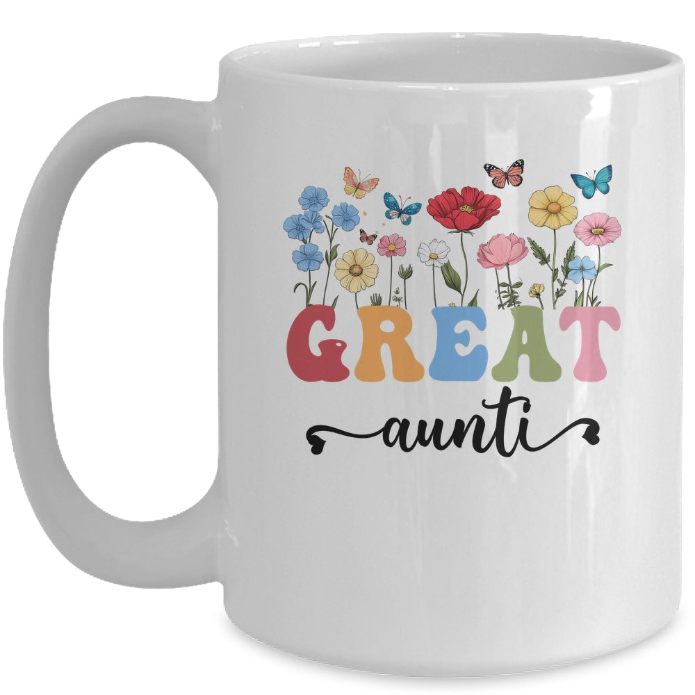 Wildflowers Great Auntie Floral Mother's Day Great Auntie Mug | siriusteestore