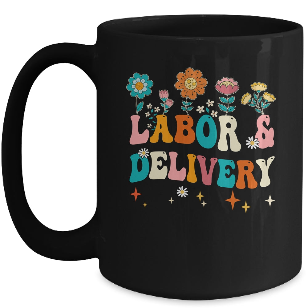 Wildflowers Labor And Delivery Nurse For Women L&D Groovy Mug | siriusteestore