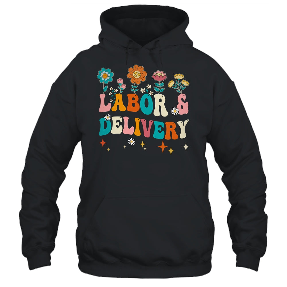 Wildflowers Labor And Delivery Nurse For Women L&D Groovy Shirt & Hoodie | siriusteestore