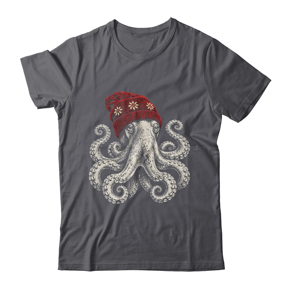 Winter Octopus Wearing Beanie Cute Ocean Art Shirt & Hoodie | siriusteestore