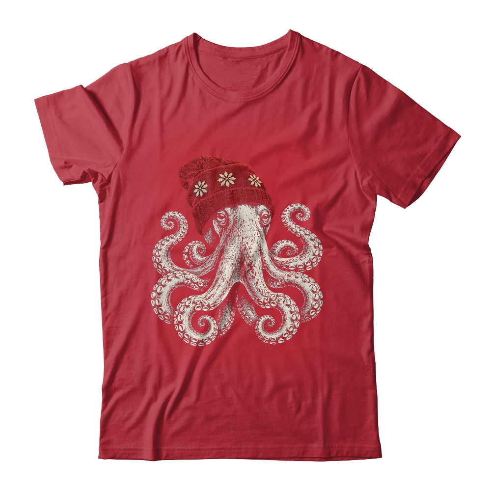 Winter Octopus Wearing Beanie Cute Ocean Art Shirt & Hoodie | siriusteestore